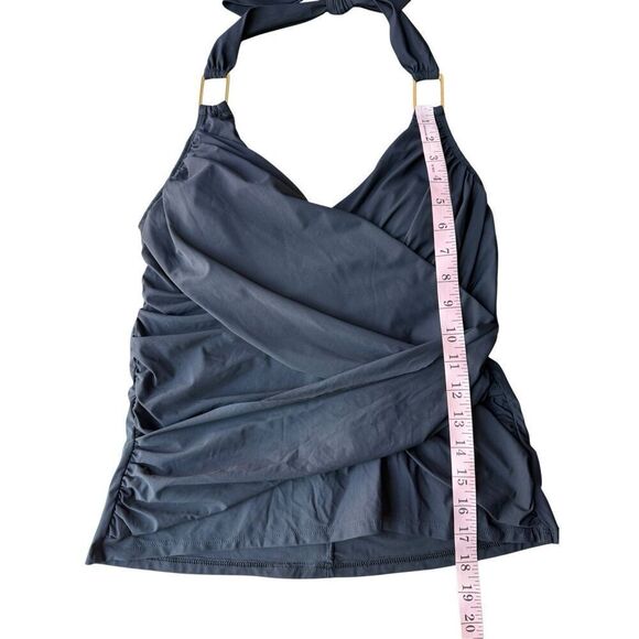 SPANX Whittle Waistline Draped Tankini Swimsuit Top In Black Size 10 - Picture 7 of 9